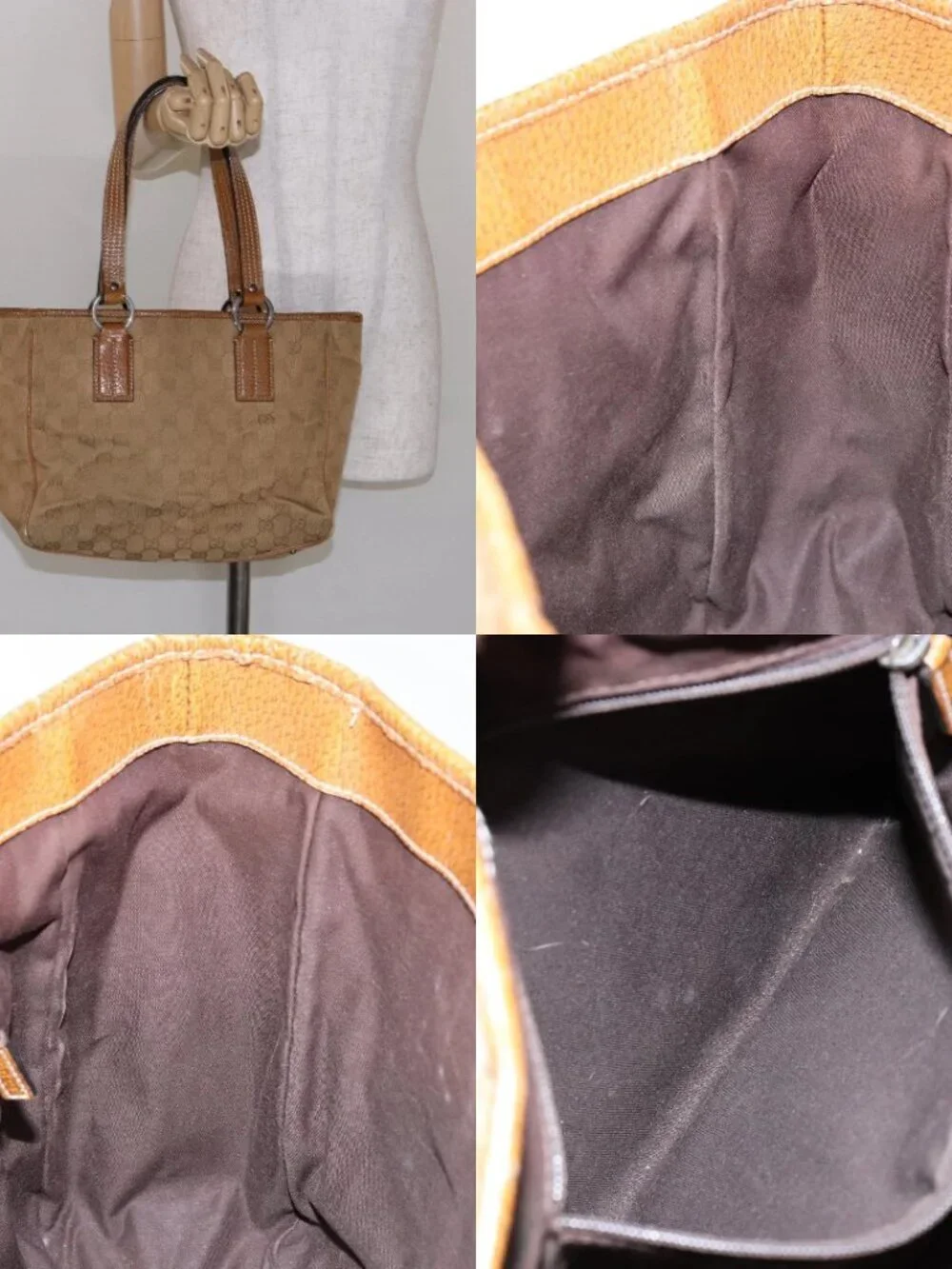 GUCCI GG Canvas Hand Bag Brown 113019 Auth 134527